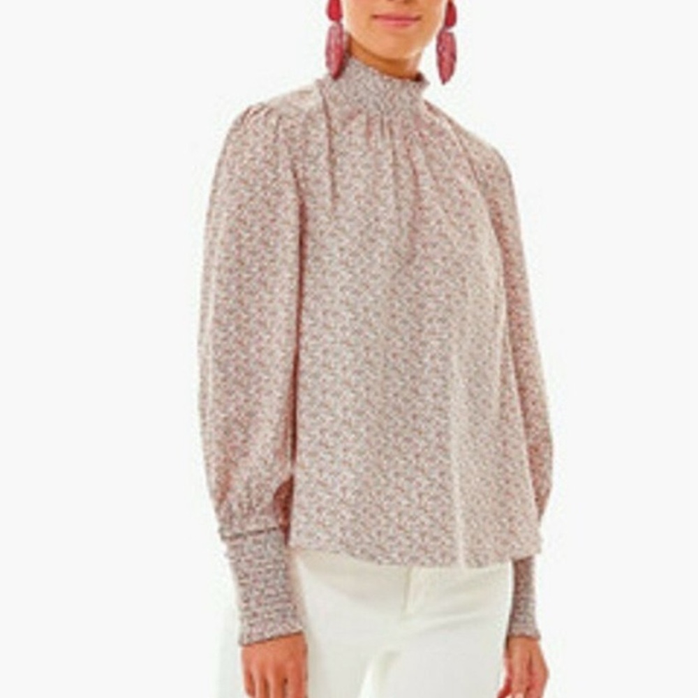 Pomander Place Tuckernuck Floral Long Sleeve Smocked Modoc Top Size S